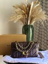 New Quilted tabby 20 Shoulder Bag Brown Gold Chain Strap brand new