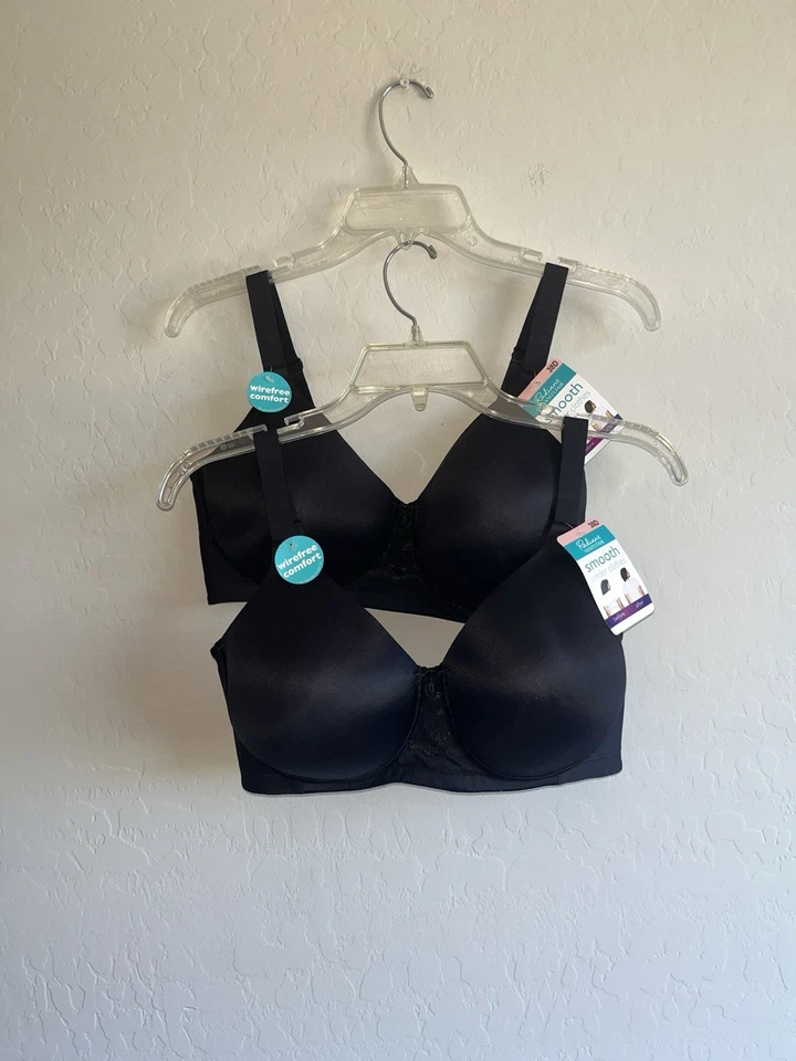 Dos sujetadores Vanity Fair radiantes inalámbricos, suavizantes traseros y laterales cobertura completa 38D Foto 2 de 4