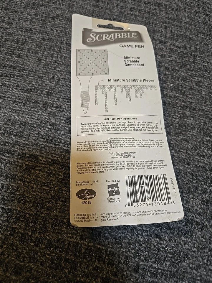 Vintage 2003 Scrabble Game Pen Hasbro New Old Stock In Damaged Package - Image 4 of 4