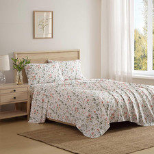 Laura Ashley   Full Size Sheet Set, Crisp  Lightweight Cotton Percale Bedding w