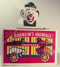 1972  ANIMAL CRACKERS COOKIE JAR WITH CLOWN HEAD LID,AWESOME,FREE SHIPPING