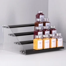 Tiered Spice Rack 4-Tier Pantry Kitchen Cabinet Organizer 12-Inch Natural Wood
