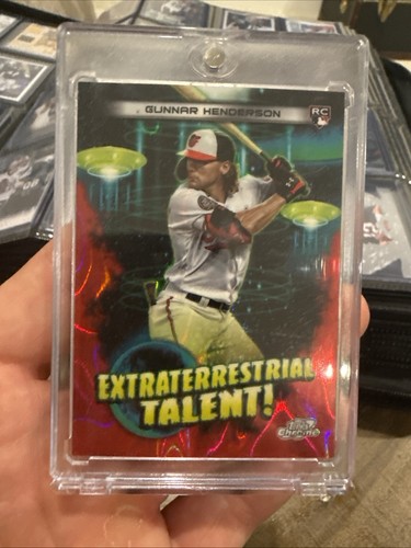 Gunnar Henderson [Red Flare] #ET-6 2023 Topps Cosmic Chrome Extraterrestrial Talent card