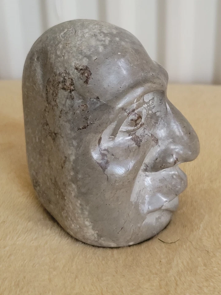 Ancienne Petite Sculpture Tête En Pierre DR04 À Déterminer - Photo 2/4