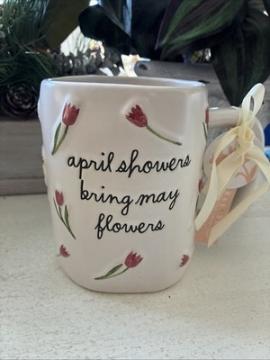 Rae Dunn Magenta April Showers Bring May Flowers Ceramic  Mug