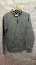 Vineyard Vines Boy  s XL 18 Gray Diamond Quilted Quarter Zip Sweater Whale Logo