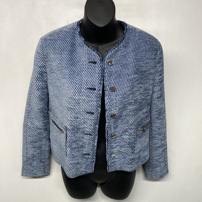Sandro Paris -  Blue Tweed Textured Blazer Jacket Women s Sz US 2 EUC