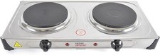 Kitchen Dual Hot Plate Portable & Compact-Cast Iron Heat Stainless Steel 2000W
