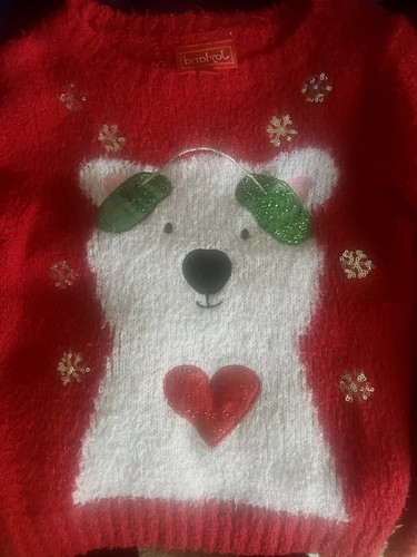 girls Fuzzy Christmas sweater With Polar Bear - Picture 2 of 5