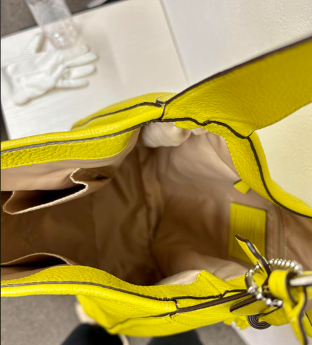Coach Avery Pebbled Leather Hobo Shoulder Bag F23309 Yellow USED from JP/ - Picture 8 of 12