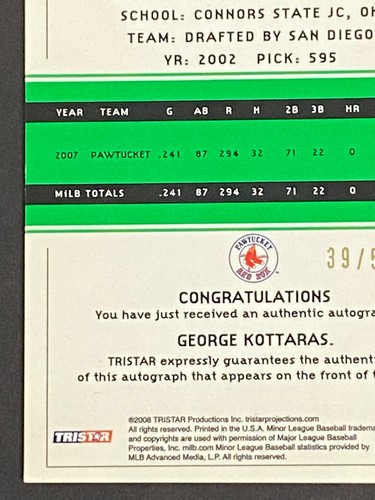 George Kottaras 2008 Tristar Projections Auto - Picture 10 of 10