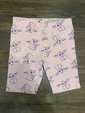 Star Wars girls yoda pink Bermuda bike shorts leggings size L 10/12
