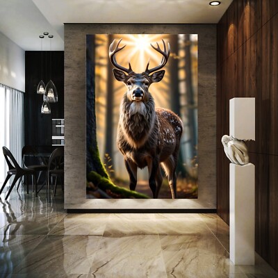 Wandbild Tier Hirsch mit Hörnern , Leinwnad , Acrylglas ,Poster Kunst Decoration