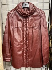 Etienne Aigner Women s Red Leather Jacket Size 14 SKY
