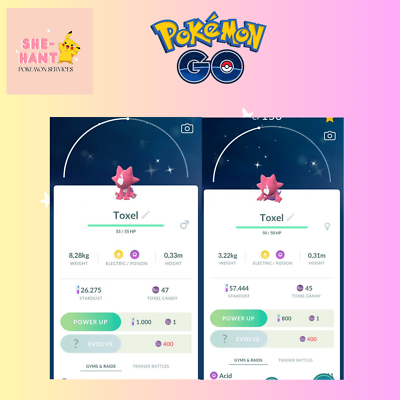 Pokémon Go- Shiny Toxel MIni P T C