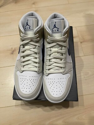 Size 9.5 - Air Jordan 1 Mid White Khaki Blue Void for sale online