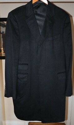 GUCCI 100% Cashmere Trench Coat Pea Coat Black Made in ITALY