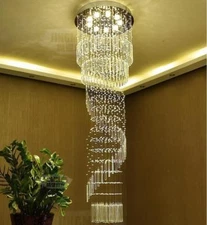 Spiral K9 Crystal Pendant Lamp Ceiling Round LED Light Chandelier Fixtures Home
