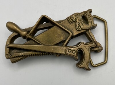 Vintage 1981 Baron Buckles Brass Carpentry Tools Belt Buckle 6253