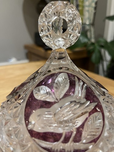 Rare Vintage Hofbauer Red Ruby German Crystal Sweet Dish Lidded 16cm The Byrdes - Picture 3 of 12
