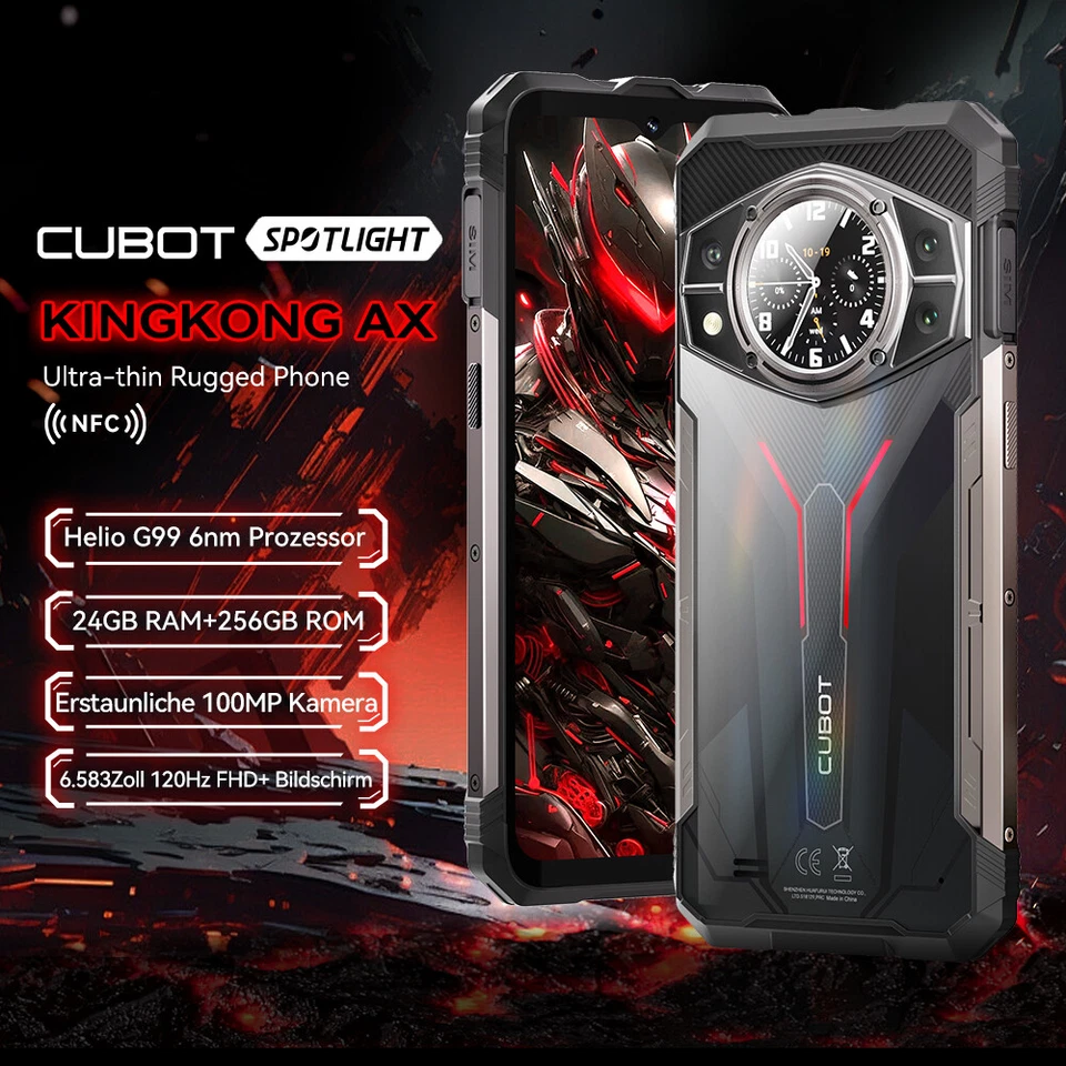 Cubot KingKong AX 24GB+256GB Rugged Smartphone Android 14 Handy 4G Dual Sim NFC - Bild 2 von 4