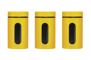 yellow tea coffee sugar jars