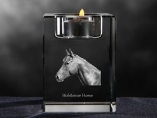 Holsteiner, Crystal Candle Holder with Horse, Crystal Animals DE