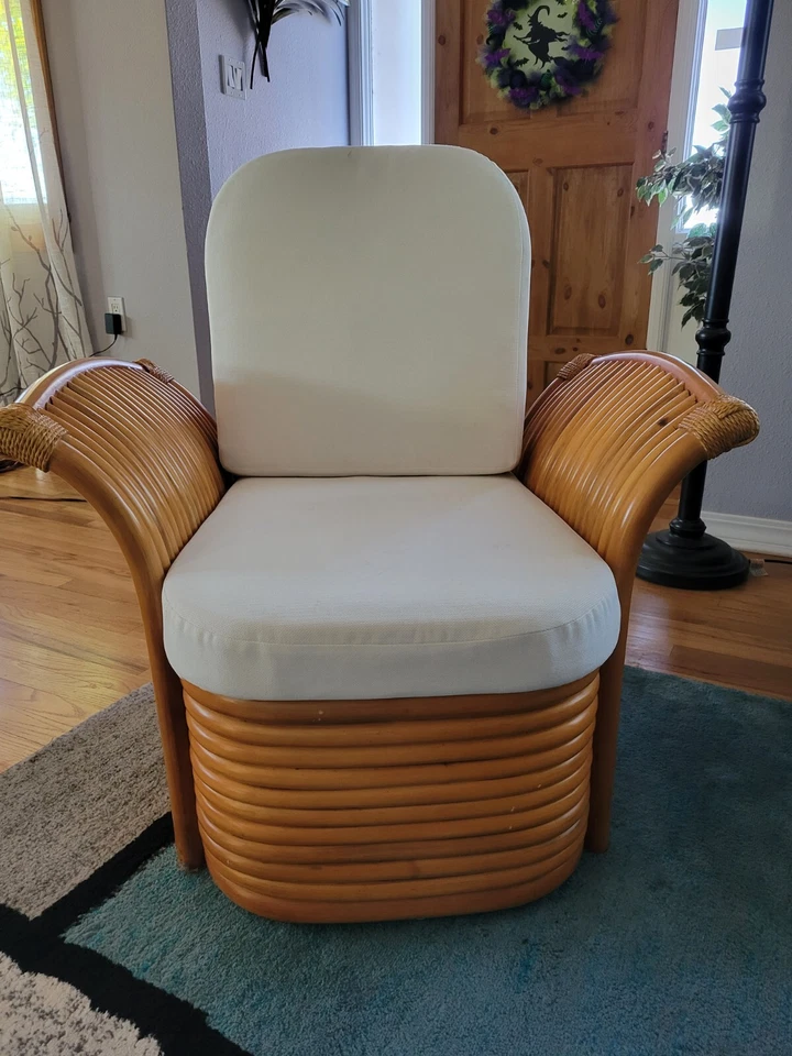 Silla dorada para niñas ratán brazo abanico bambú mimbre muebles decoración Foto 3 de 4