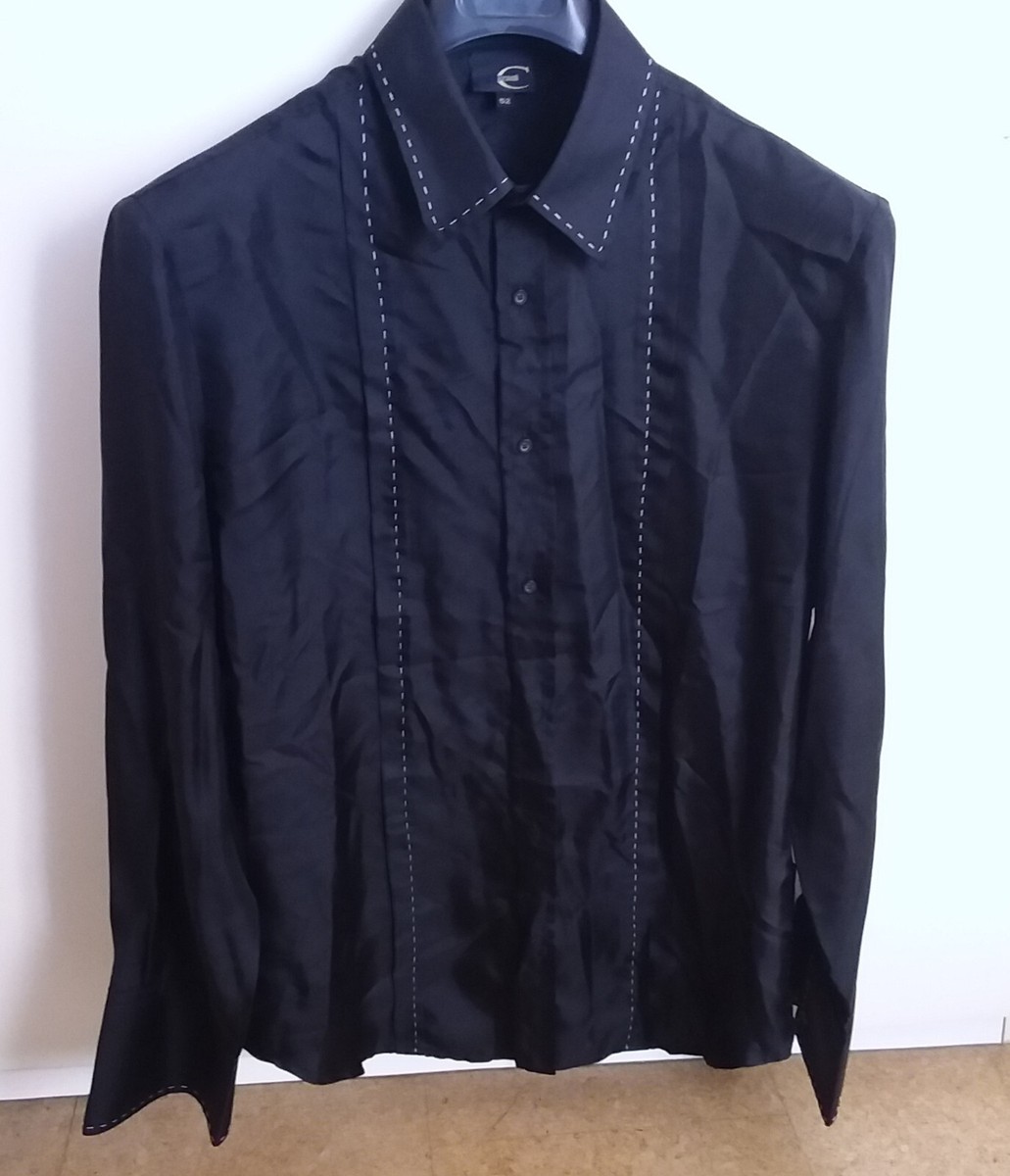 CAMICIA ROBERTO CAVALLI pura SETA Nera nuova Taglia IT 52 Bottoni