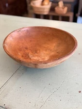 Primitive 1800s Hand Carved Round Wood Dough Bowl Rustic Kitchen Decor