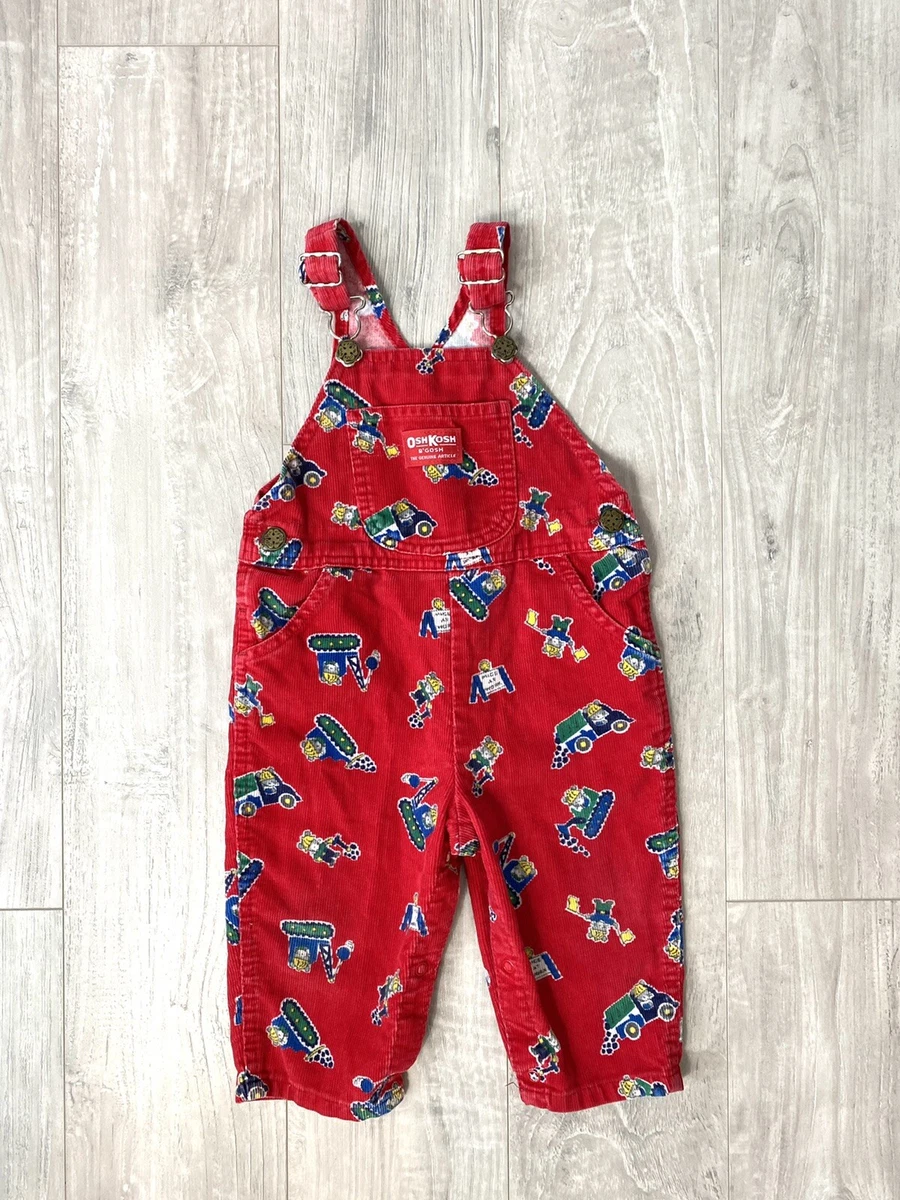 Vintage Oshkosh B'Gosh Red Construction Corduroy Bib Overalls 18M USA Vestbak