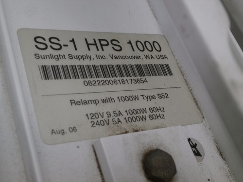 Sunlight Supply 1000W S52 High Pressure 