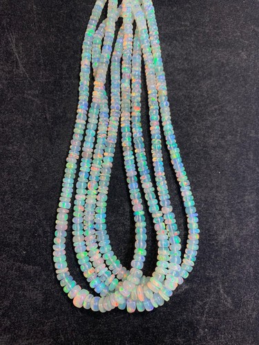AAA+++ Natural Welo Ethiopian Opal Smooth Rondelles Gemstone, White Opal Beads - Picture 9 of 10