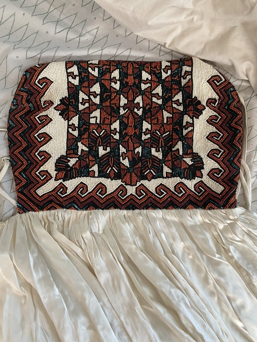 mara hoffman beaded dress silk gown Effortlessly chic and bohemian Size:Youth's 4.5 Medium Women's Merino A-Line Tank __Size: 10