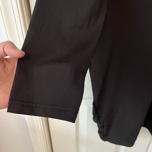 Perfectly Priscilla Womens Black Cocktail Dress 1XL Plunge Long Sleeve Stretch - Picture 13 of 21