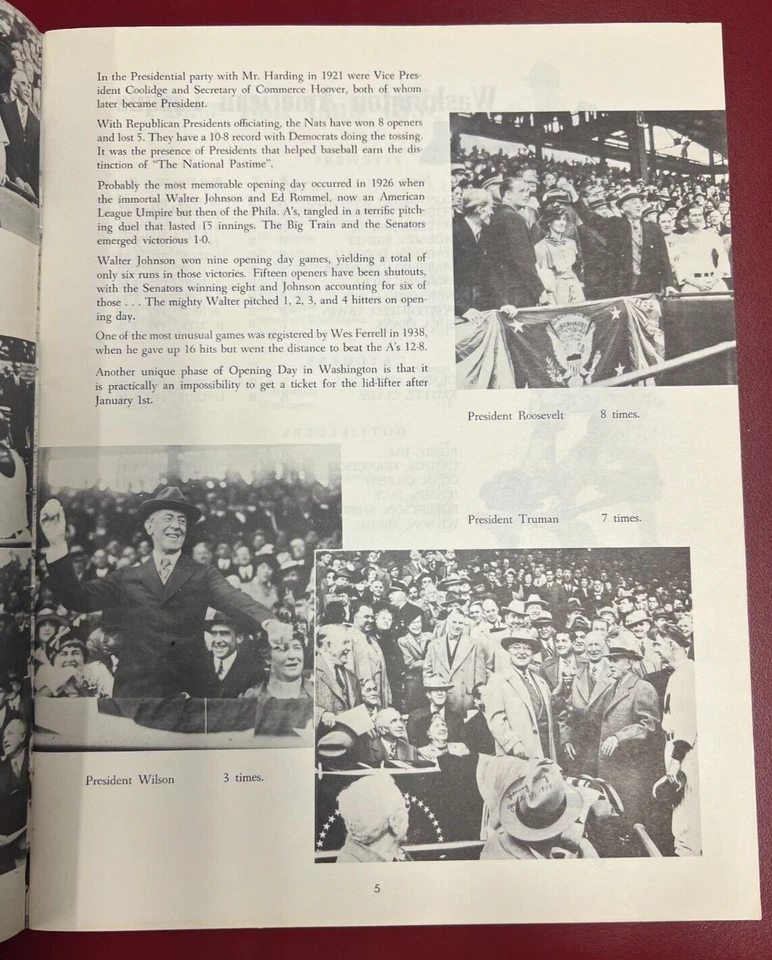 1952 Washington Senators/Nationals MLB Year Book VTG Presidential Special WOW! - Image 2 of 3