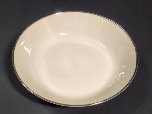 Flintridge Round Vegetable Bowl Bellmere USA Ivory Platinum Serving Dish 8-3/8" - Picture 2 of 6
