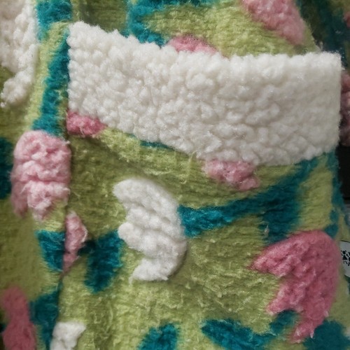 Corky & Company Jacket Girls 4 Green Plush Floral Embroidered Fleece Wool Zip - Picture 6 of 10