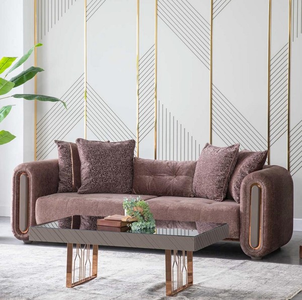 Braune Dreisitzer Couch Sofa MöBel Polster Einrichtung Couchen Sofas Neu-image