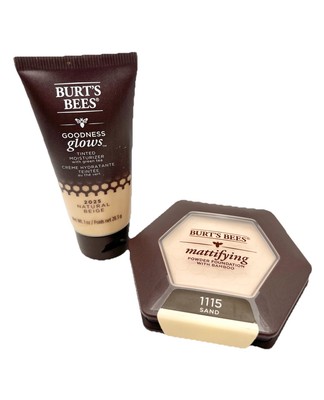 Lot Of 2 Burt's Bees Mattifying Powder Foundation 1115 & Tinted Moisturizer 2025