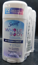 3pk Secret Whole Body Sensitive Deodorant Completely Clean 2.4oz New  Sealed