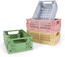 4-Pack Mini Plastic Baskets for Shelf Storage Organizing, Durable and Reliable