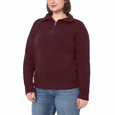 Modern Ambition Damen 1/4 Zip Pullover in Burgund Gr. L - 5803-1-P