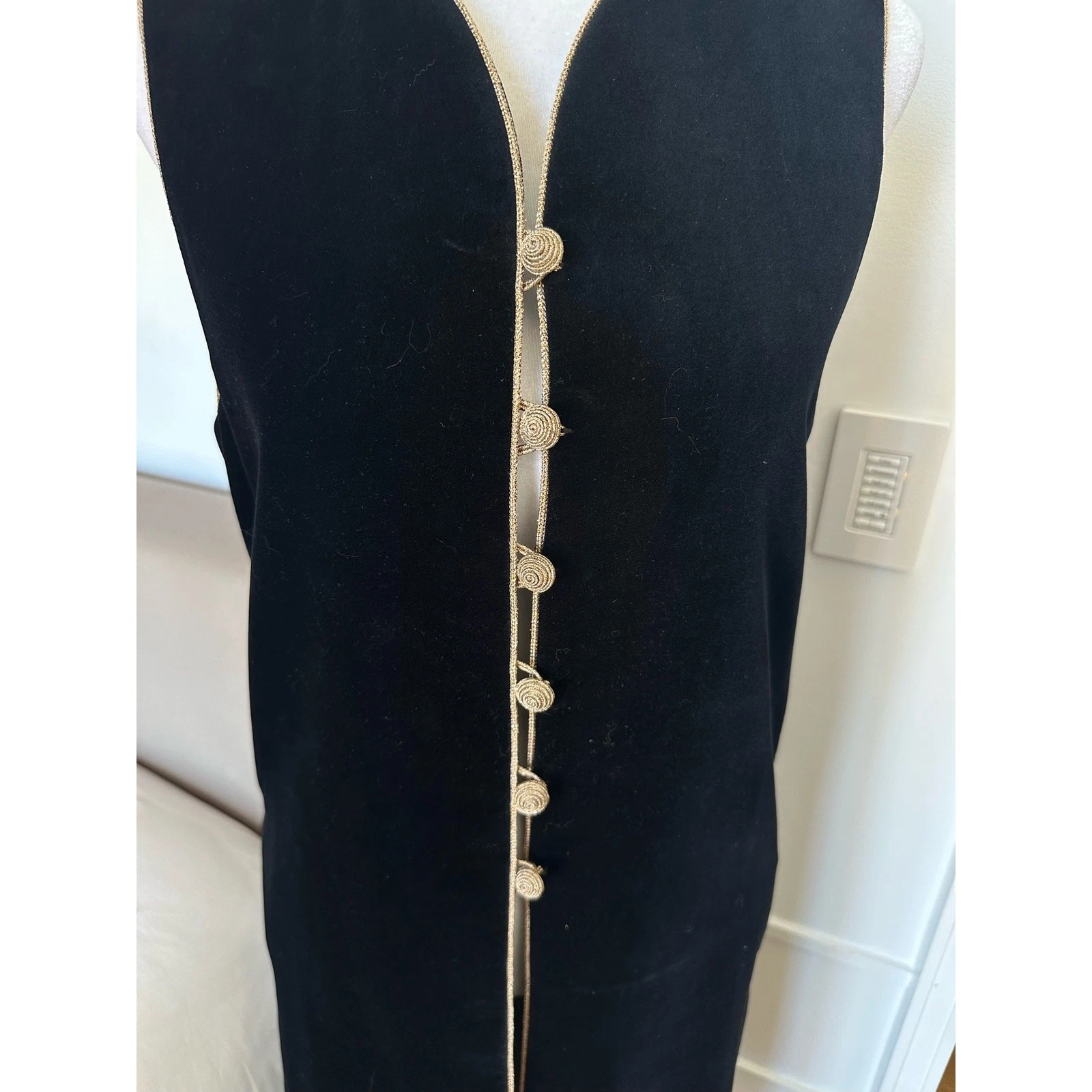 SAINT LAURENT (YSL) Saint Laurent Raro Gilet Midi Russo Velluto Caftano Cotone FR 34