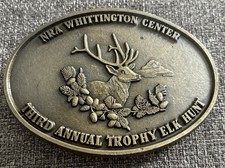 NRA Vintage Belt Buckle National Rifle Association 3rd Annual Trophy Elk Hunt