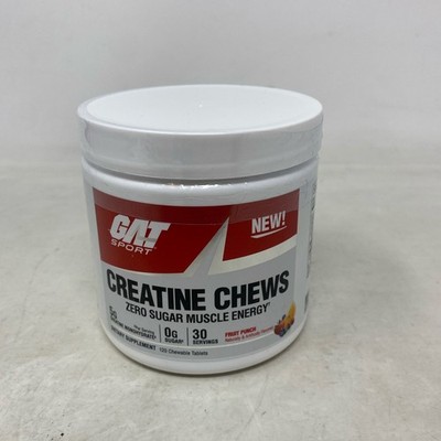 GAT Sport Creatine Chews Fruit Punch 30 Servings (120 Tabs) Zero Sugar