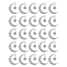  25pcs Antique Silver Sun Moon Charms - Celestial Pendants for DIY Jewelry