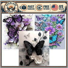 3 Pack Butterfly Diamond Art Kits for Adults - 12x16 Inch DIY Painting Set