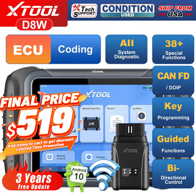 XTOOL USED D8W Full System Car Diagnostic Scanner Key Programming Tool 38 Reset