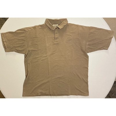 VTG Y2K AOL America Online Tech Tan Cotton Pique Embroidered Mens XL Polo Shirt